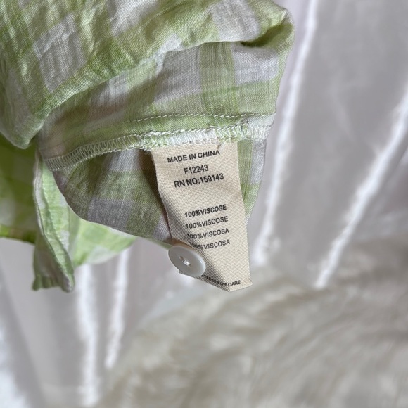 54. FRNCH Paris Olive Gingham Belted Shirt Dress with Pockets – XS - Picture 8 of 9